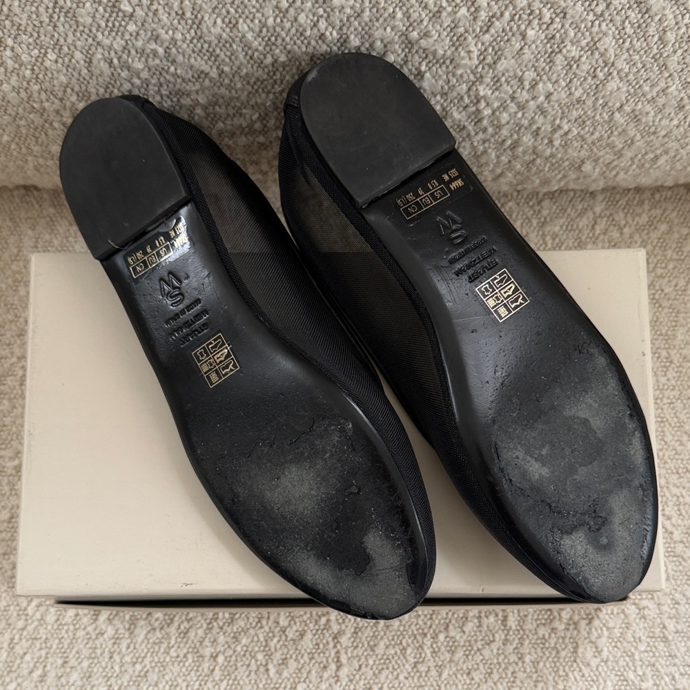 Stuart Weitzman Black Mesh Slip-On Ballet Flats - Picture 2 of 3